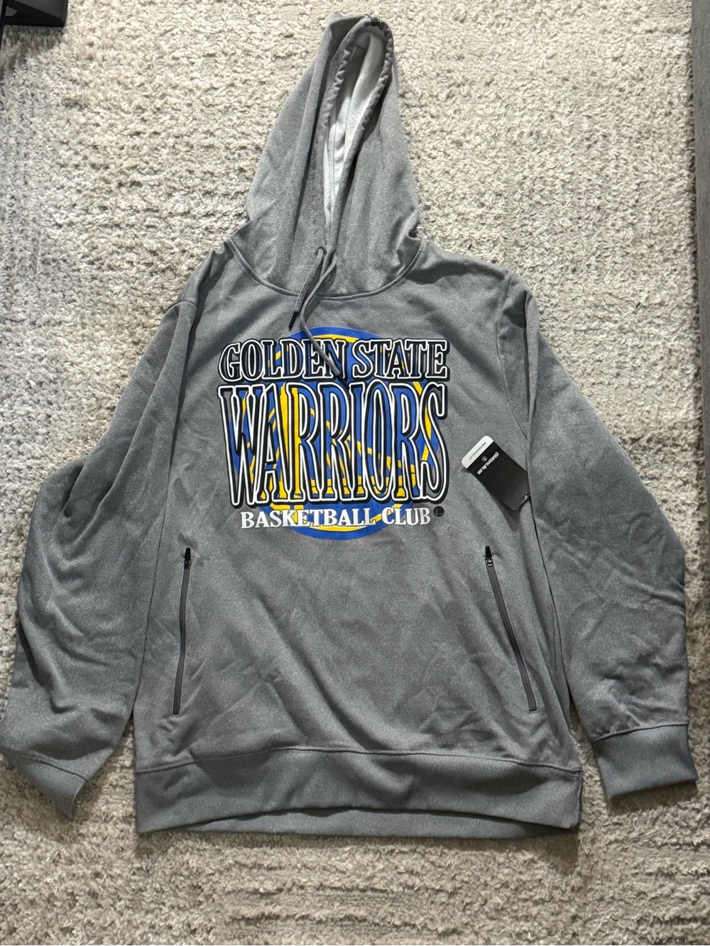 NBA Golden State Warriors Gray Pullover Hoodie with Blue & Yellow Logo